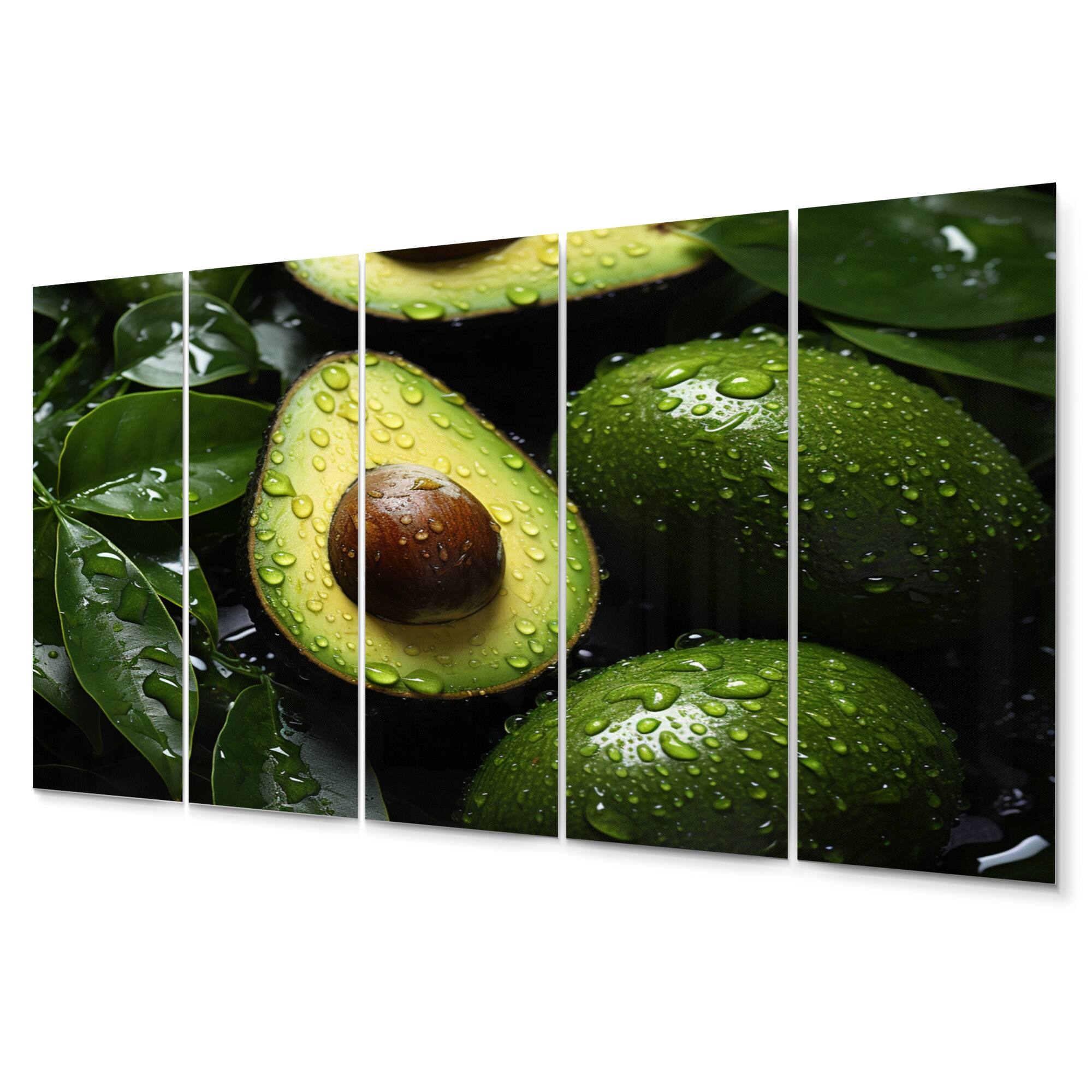 Designart "Ripe Avocado II" Fruits Metal Wall Decor Set Bed Bath